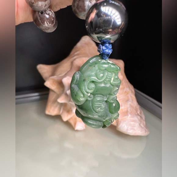 BROWN SNOWFLAKES OBSIDIAN + HEMATITE + PIXIU NATURAL NECKLACE - Picture 10 of 16